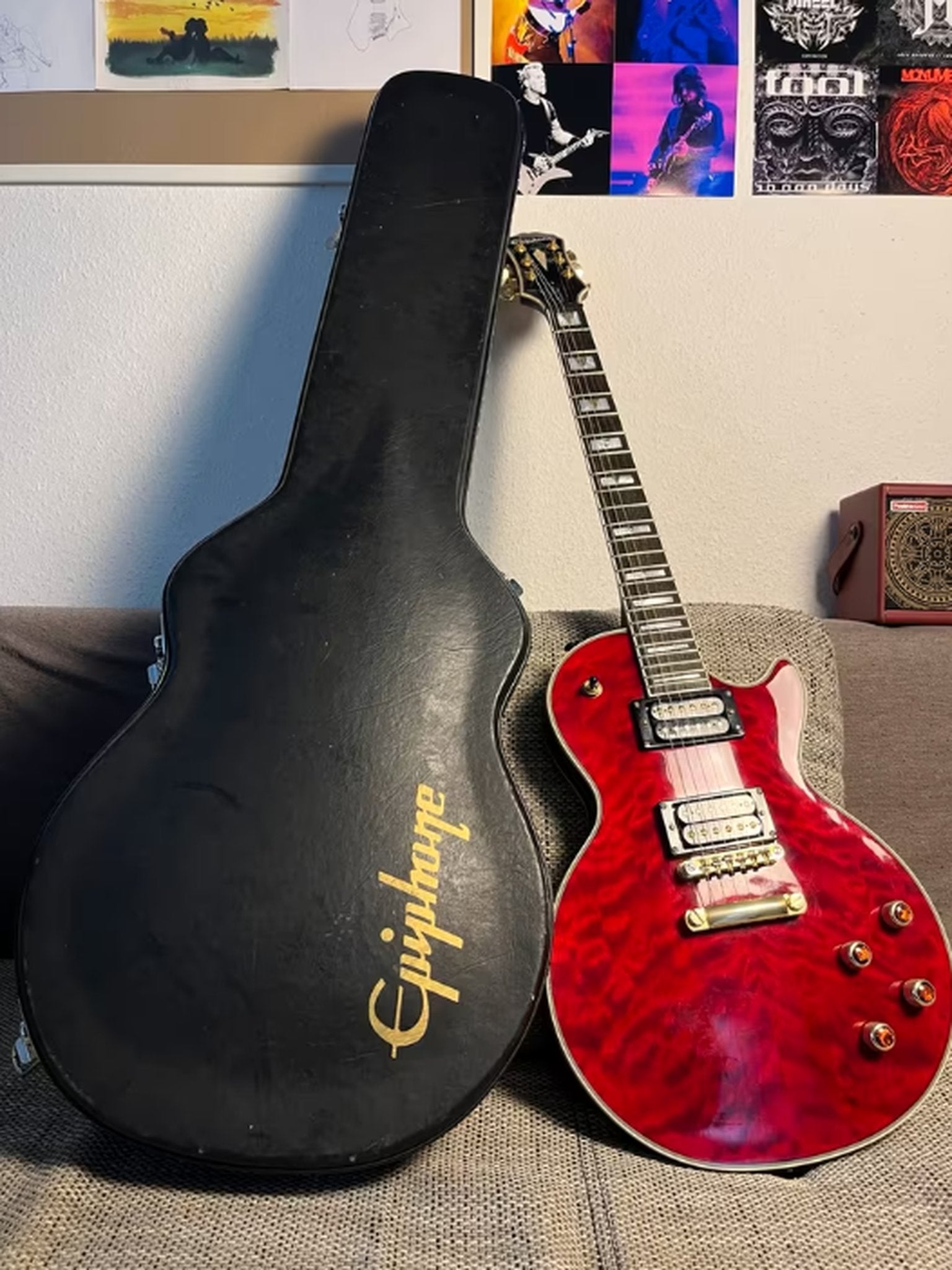 Epiphone Les Paul Custom Prophecy met koffer, Ophalen of Verzenden, Zo goed als nieuw, Epiphone