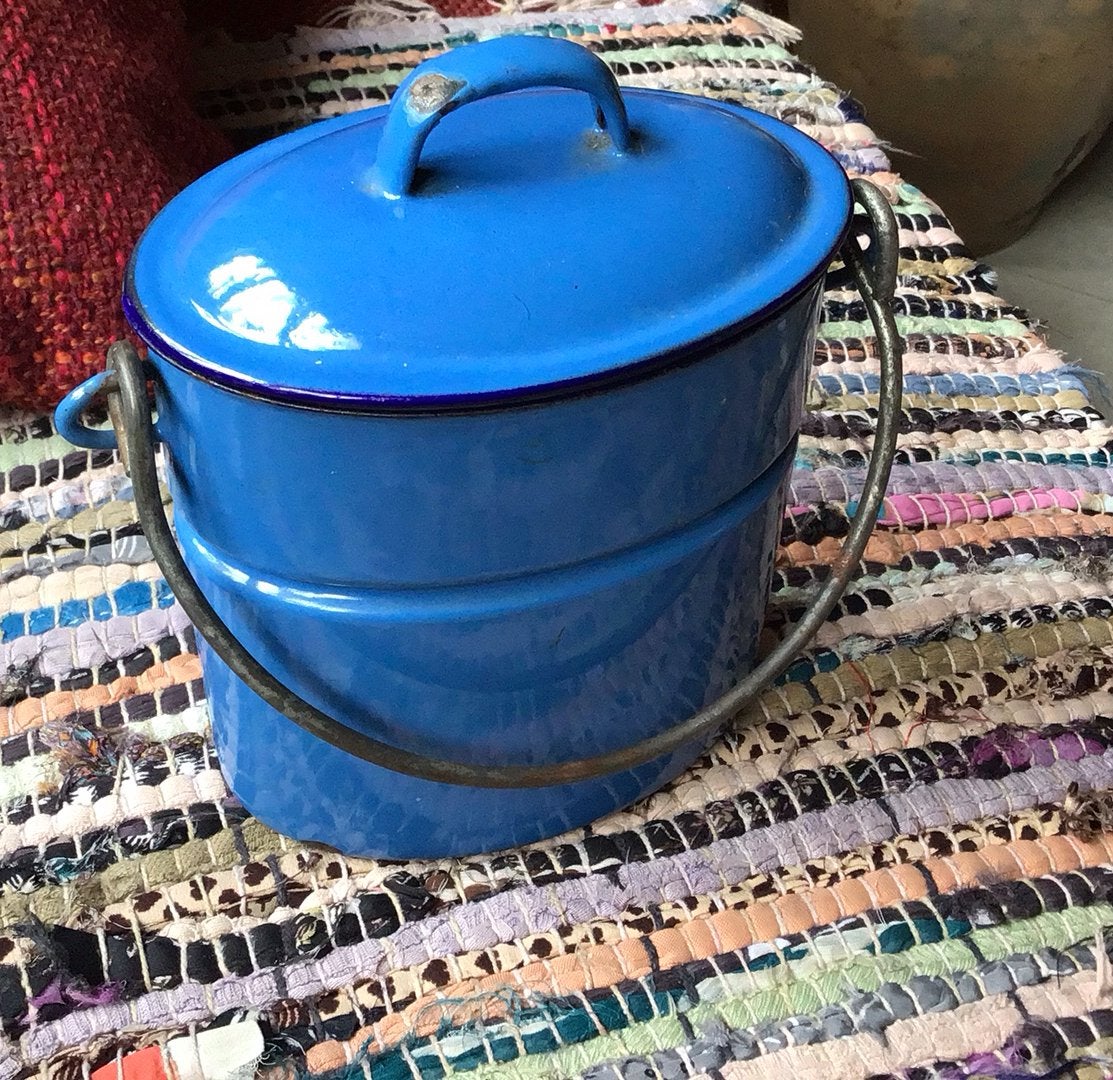 Prachtig Antiek Emaille Maaltijdtrommel, Ophalen of Verzenden