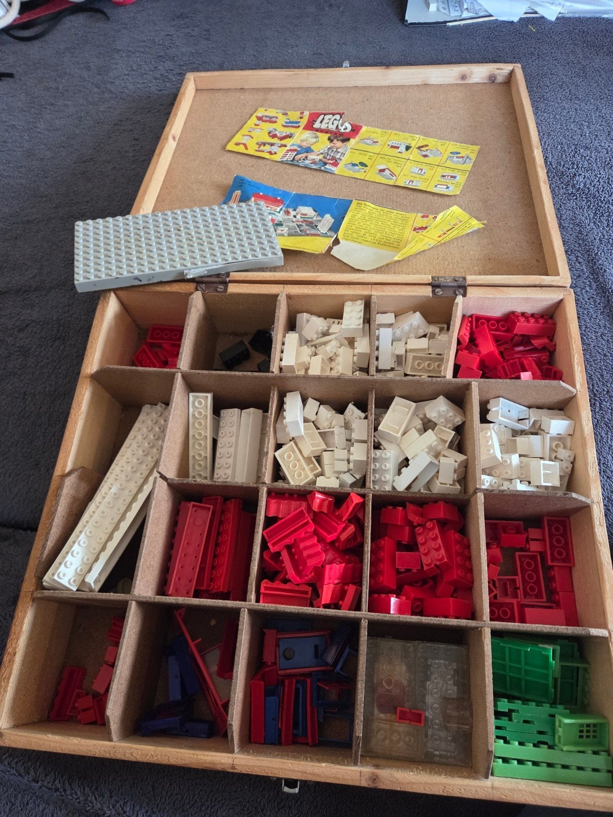 Vintage LEGO set in houten kist met instructies, Kinderen en Baby's, Gebruikt, Lego, Ophalen of Verzenden, Complete set