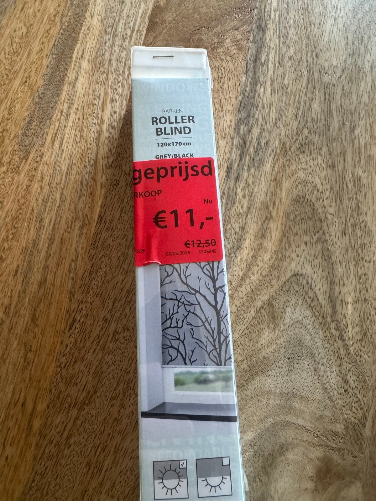 Nieuw Rolgordijn 120x170 cm - Grijs/Zwart Boommuster, Ophalen, Overige merken, Nieuw, Rolgordijn