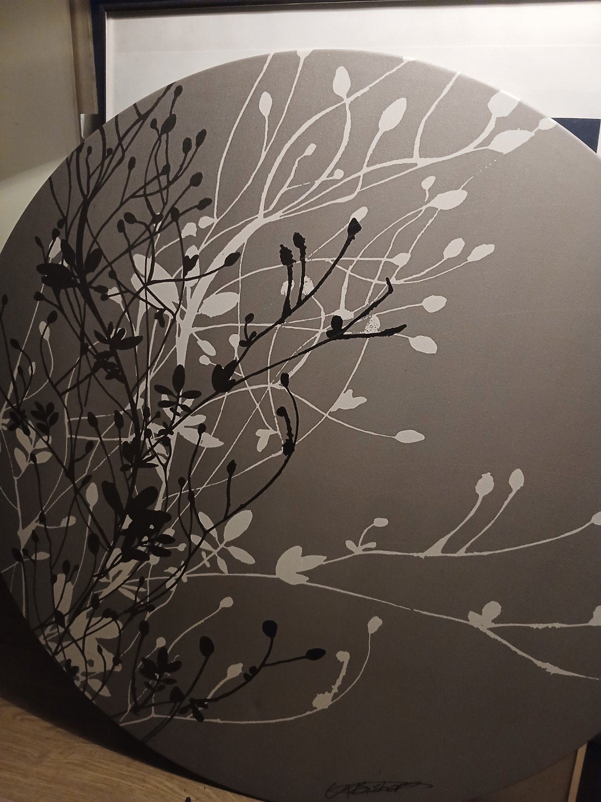 Rond schilderij met abstracte takken, Antiek en Kunst, Ophalen of Verzenden