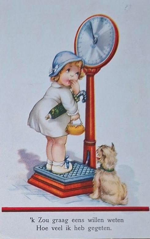Meisje op grote Weegschaal- 1938, Verzenden, 1920 tot 1940, Gelopen, Kinderen