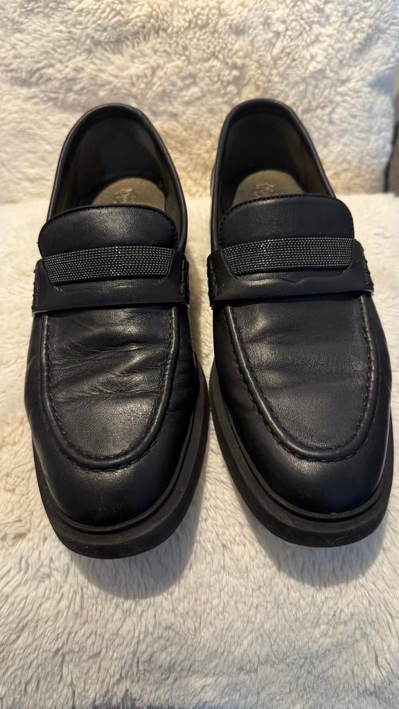 Brunello Cucinelli Leren Instappers - Zo goed als nieuw, Kleding | Dames, Schoenen, Ophalen of Verzenden, Zo goed als nieuw, Zwart