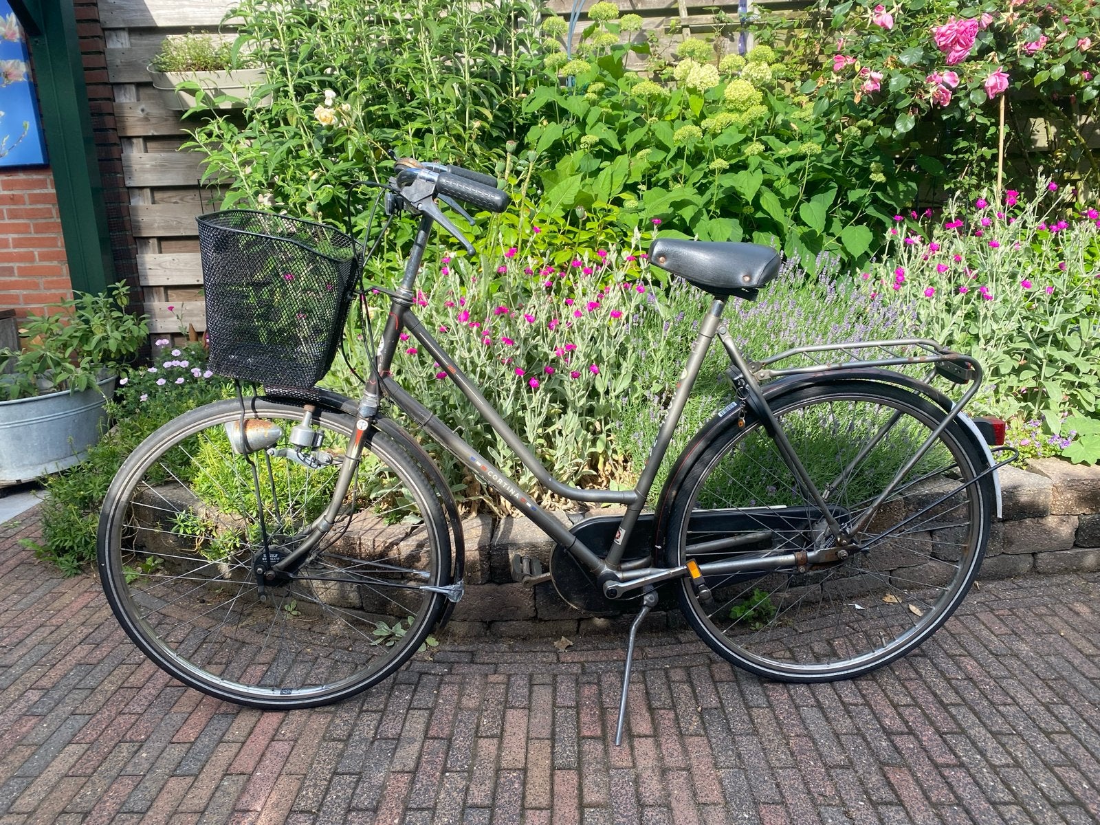 Cortina damesfiets (achterband is lek), Terugtraprem, Gebruikt, Versnellingen, 50 tot 53 cm
