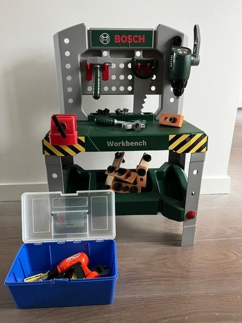 Bosch werkbank junior + extra gereedschapskist, Ophalen, Gebruikt