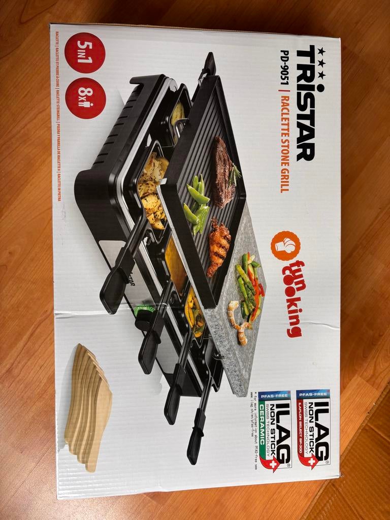 Tristar PD-9051 Raclette Stone Grill 5-in-1, Witgoed en Apparatuur, Gourmetstellen, Ophalen, Nieuw, 4 t/m 7 personen