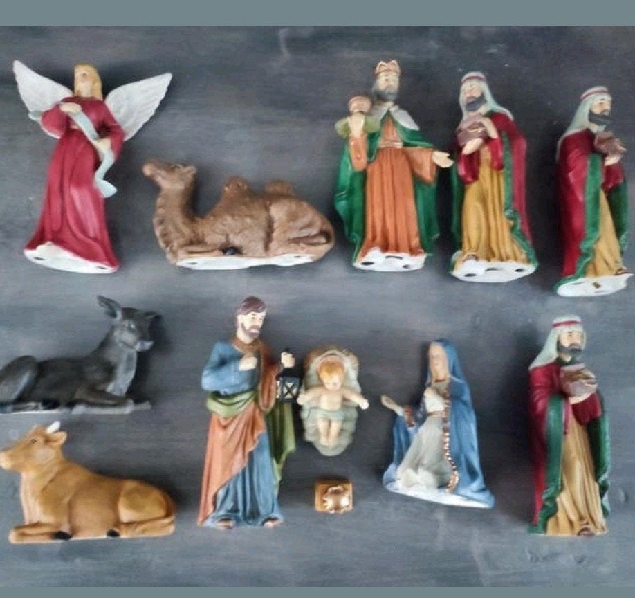 Kerststal kerstgroep 12-delig kerst beeldjes steen 18 cm, Ophalen of Verzenden