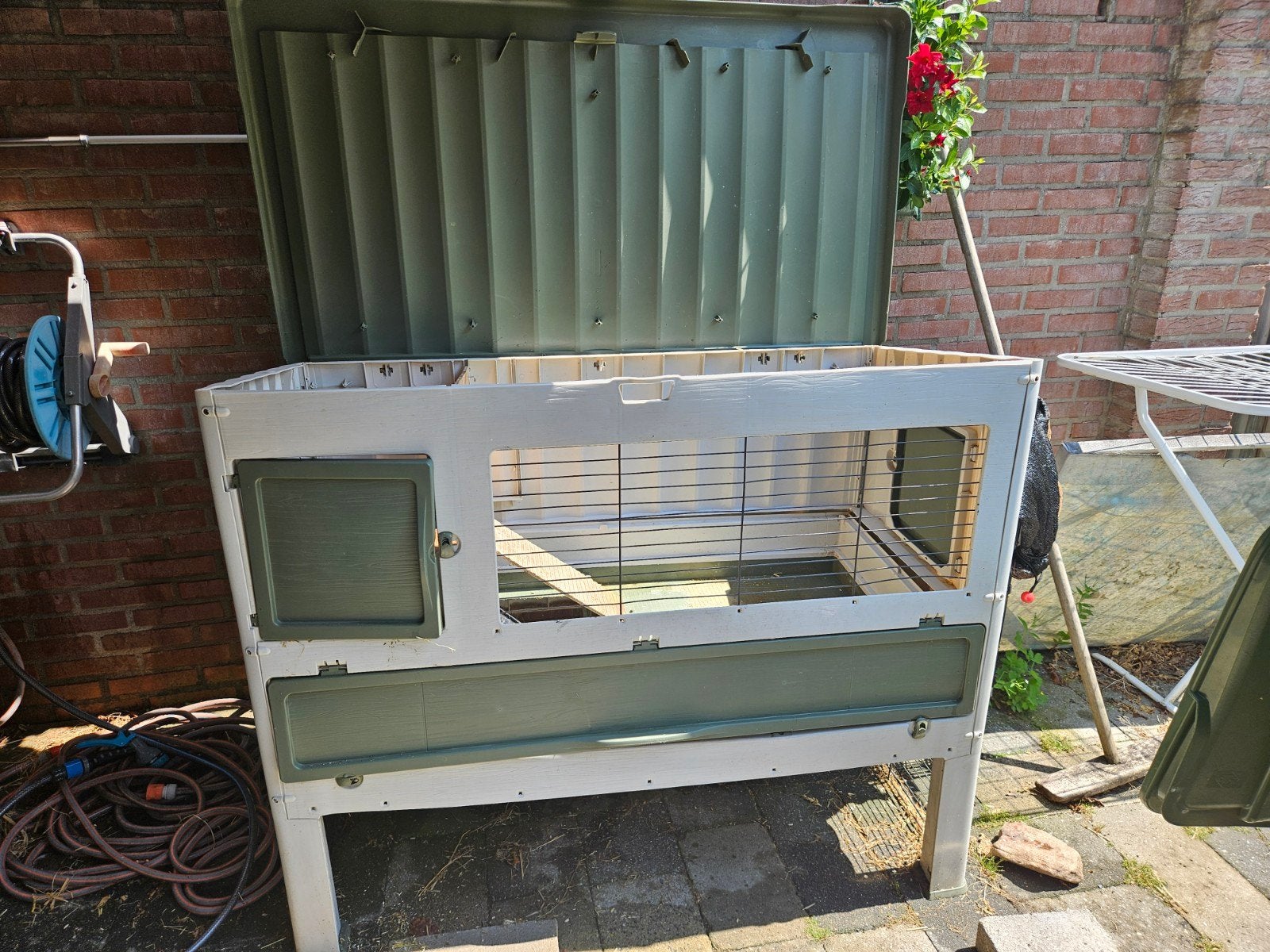 Konijnenhok plus ren plus zeil voor schaduw, Dieren en Toebehoren, Knaagdieren en Konijnen | Hokken en Kooien, Ophalen, 90 cm of meer