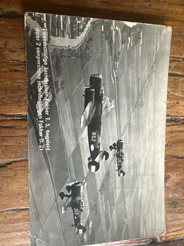 Zeldzame Oorlogspostkaart Fokker T.5 en D.21 vliegtuigen, Ophalen of Verzenden, 1920 tot 1940, Gelopen, Politiek en Historie