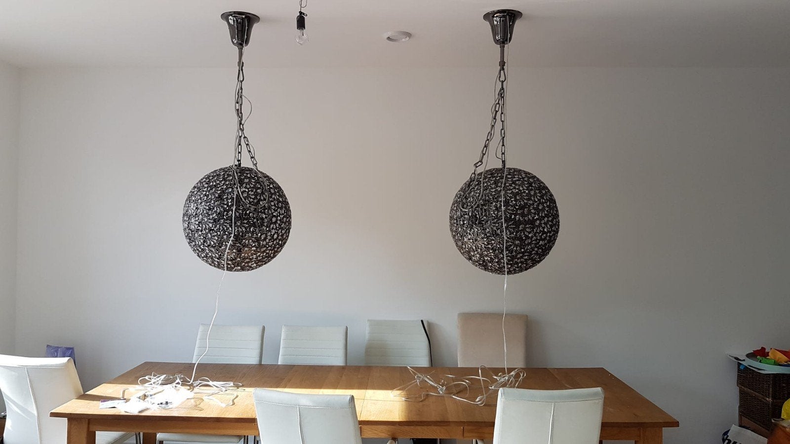 Hanglampen met kristallen, ca. 60cm doorsnee, Ophalen, Gebruikt, Glas