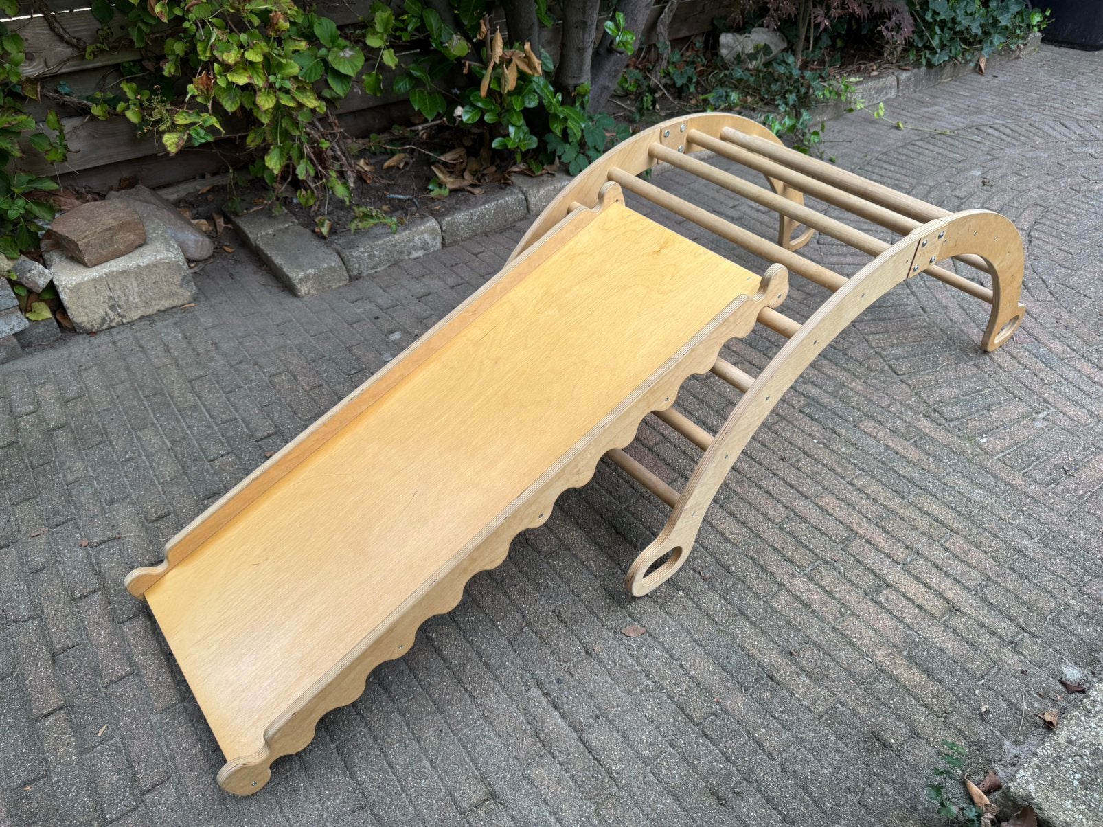 Montessori houten binnen speeltoestel glijbaan/klimrek, Ophalen, Gebruikt