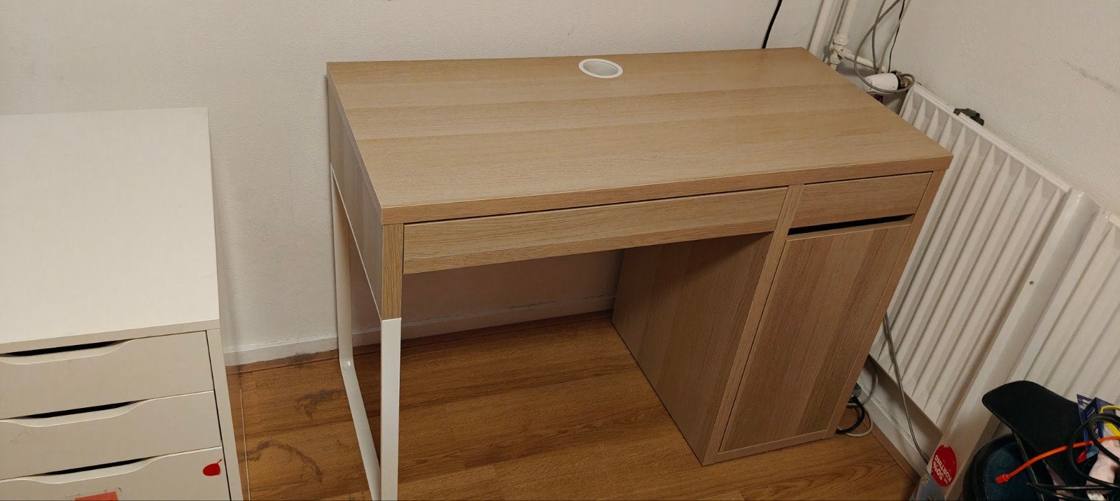 IKEA Micke bureau wit gelazuurd eikeneffect, Ophalen, Zo goed als nieuw, IKEA