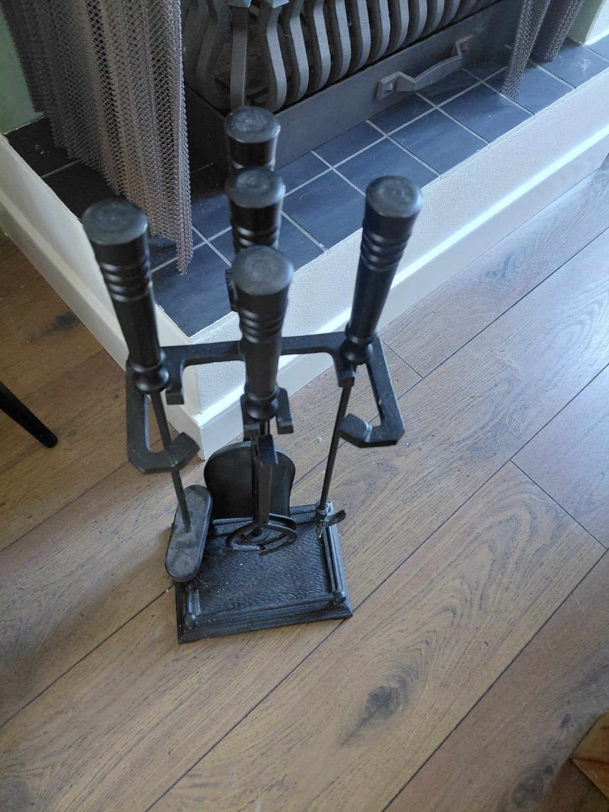 Complete open haard set, 4 stuks, Ophalen, Gebruikt, Vrijstaande haard, Houthaard