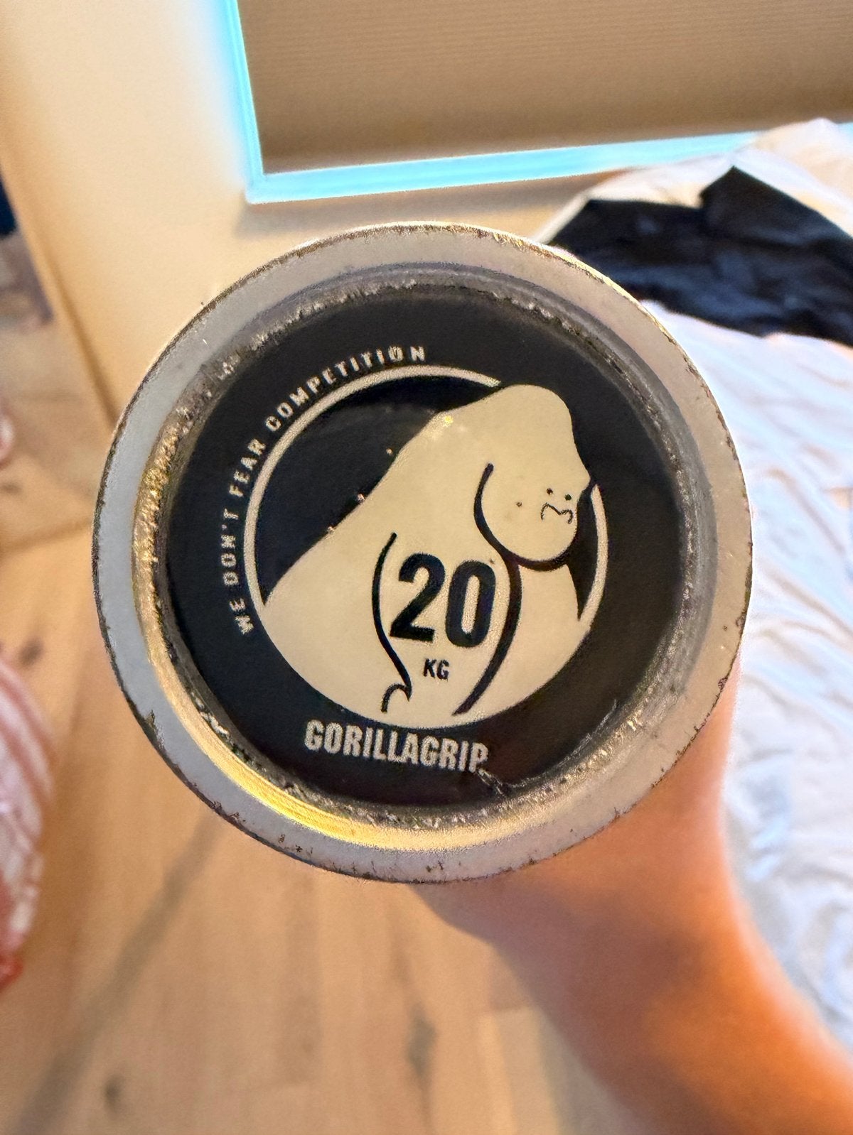 GorillaGrip Olympische Barbell 20 KG + 100KG Bumper plates, Ophalen, Zo goed als nieuw, Armen, Halterstangen