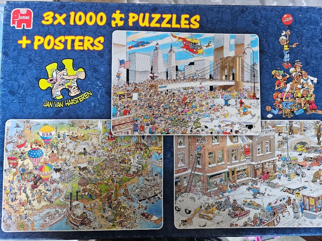 Jan van Haasteren trio puzzel, Hobby en Vrije tijd, Denksport en Puzzels, Ophalen of Verzenden, 500 t/m 1500 stukjes, Gebruikt