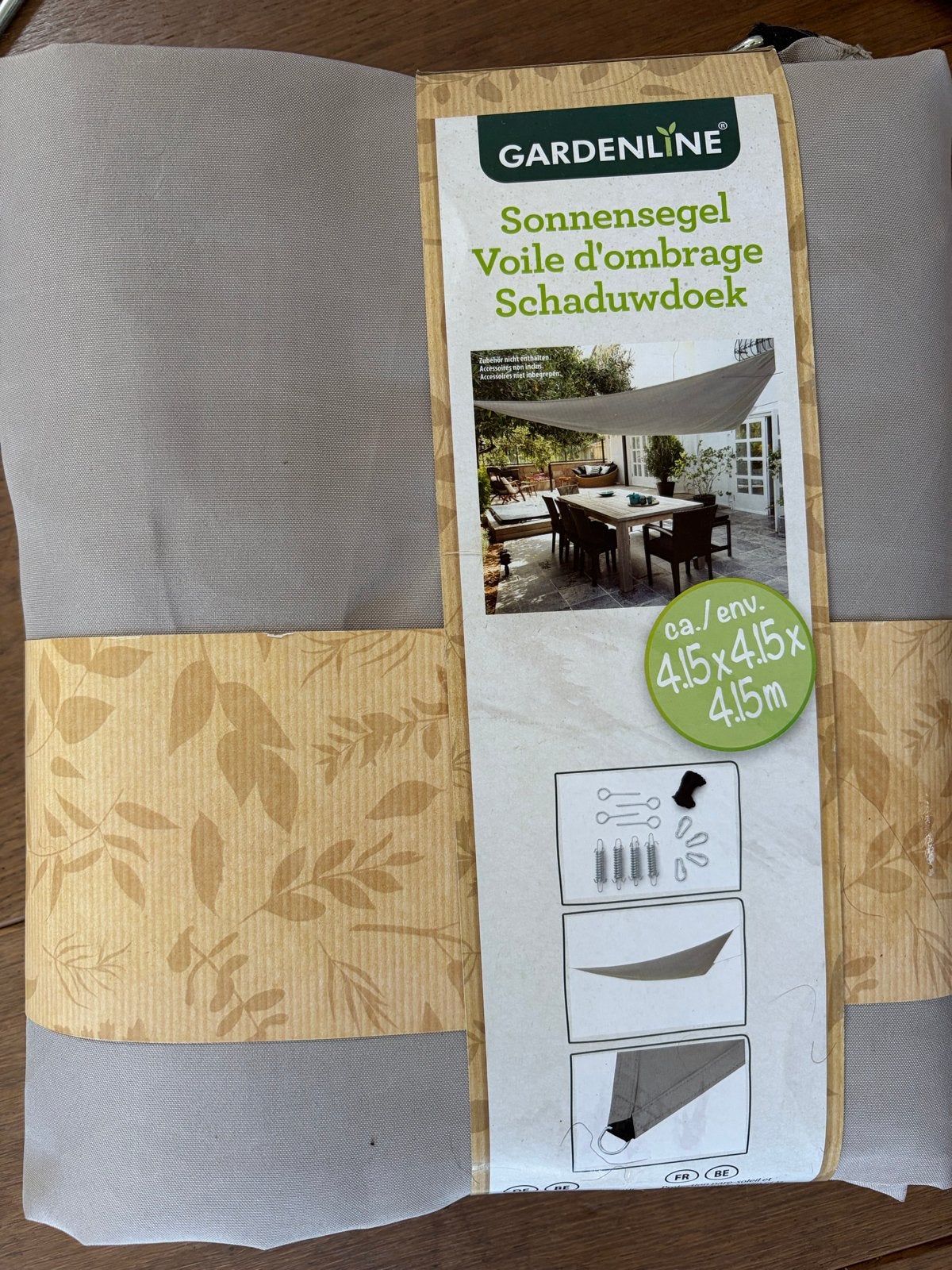 GARDENLINE Schaduwdoek Driehoek 4.15m met bevestiging, Ophalen of Verzenden, Nieuw