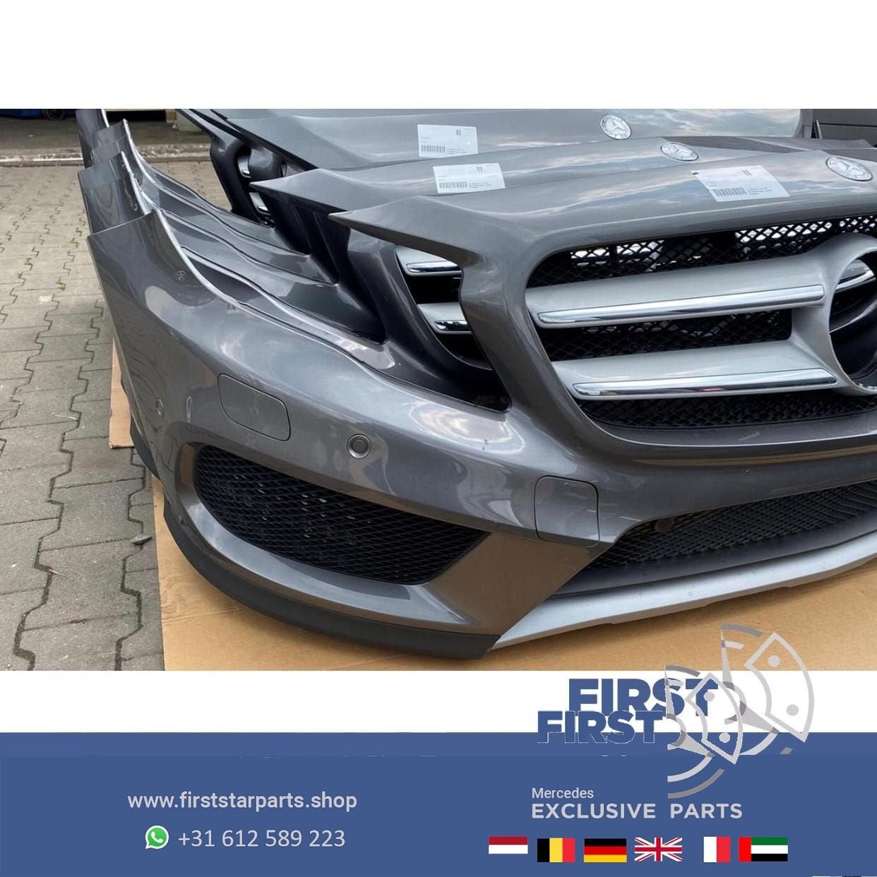 W156 GLA AMG VOORBUMPER COMPLEET 787 GRIJS ORIGINEEL Mercede, Gebruikt, -, Voor, Ophalen of Verzenden