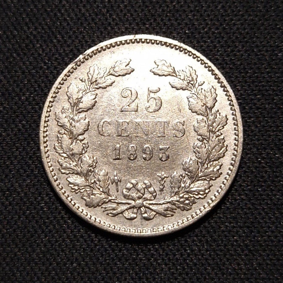 25 cent 1893, Verzenden, Zilver, 25 cent, Koningin Wilhelmina