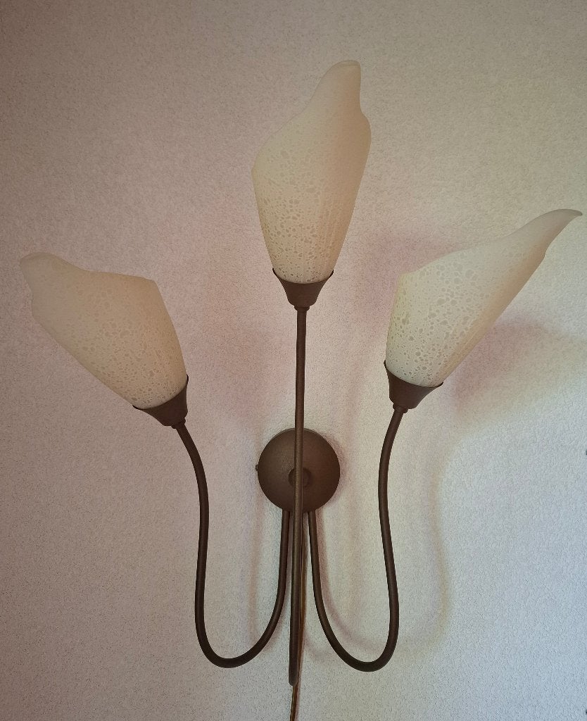 Vintage wandlamp, Ophalen, Met snoer/stekker, Bruin, Zo goed als nieuw