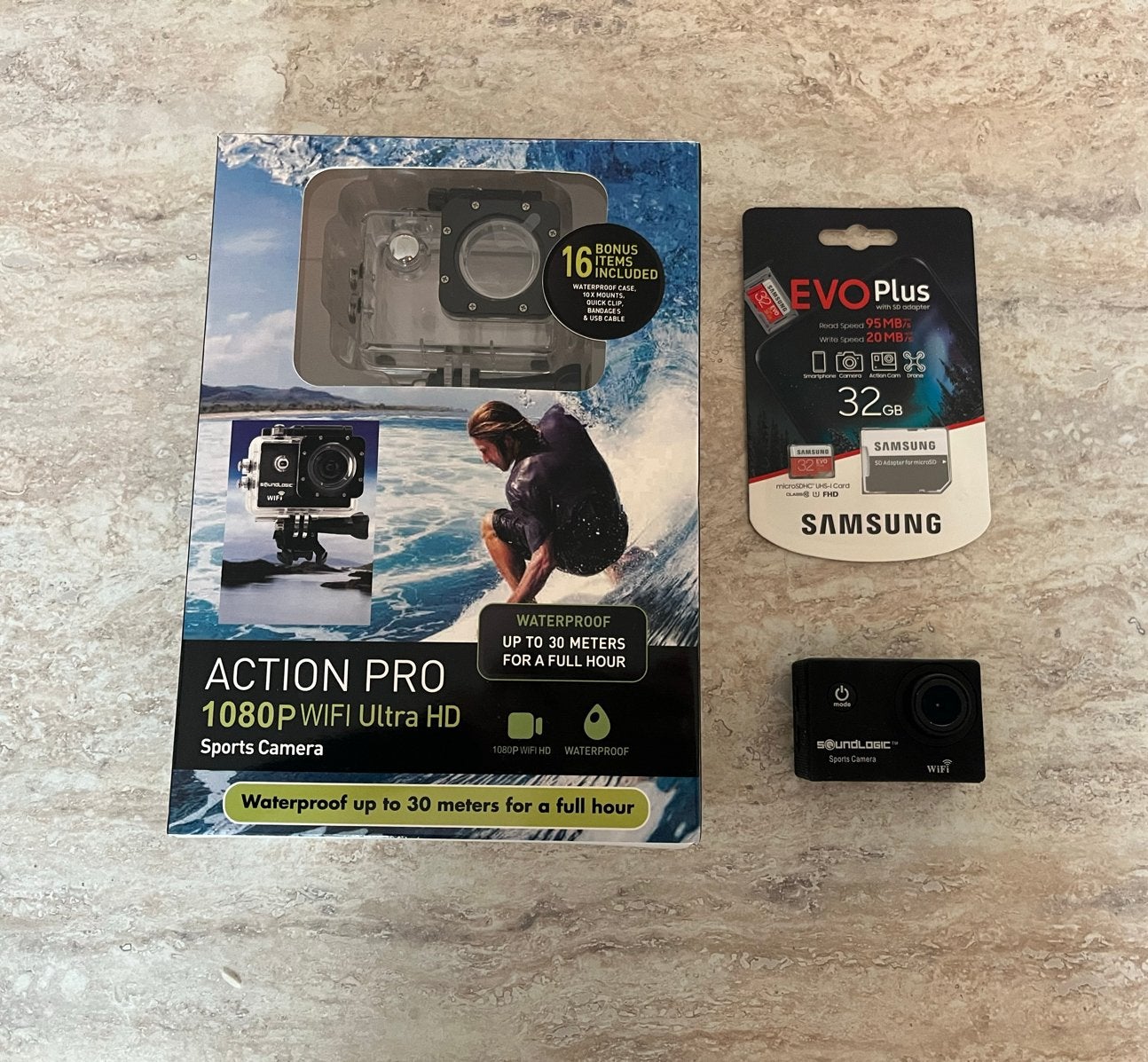 Soundlogic Sports Camera 1080P WiFi Ultra HD + 32GB SD kaart, Ophalen of Verzenden, Nieuw, Overige merken
