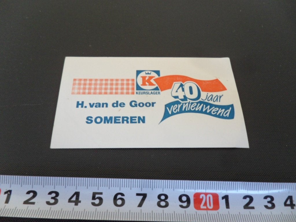 sticker Someren H. VAN DE GOOR  Keurslager 40 jaar *, Ophalen, Zo goed als nieuw