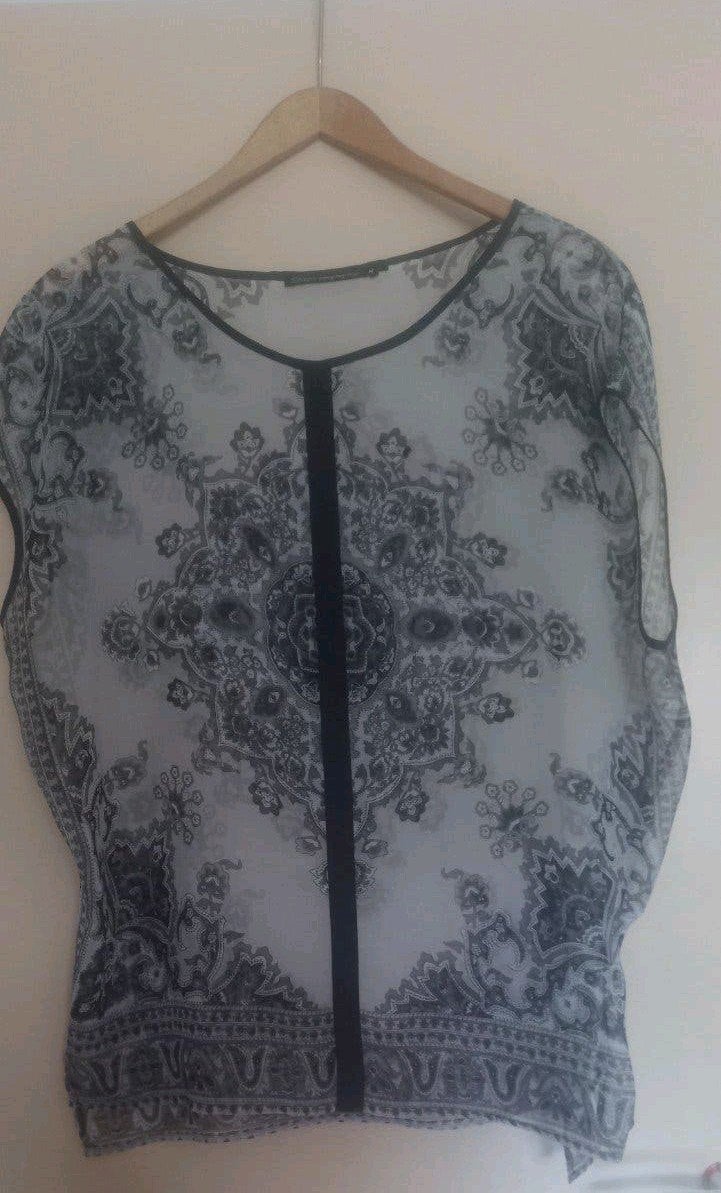 Mooie Steps blouse – Semi-transparant met paisleyprint mt M, Kleding | Dames, Blouses en Tunieken, Maat 38/40 (M), Zwart, Ophalen of Verzenden