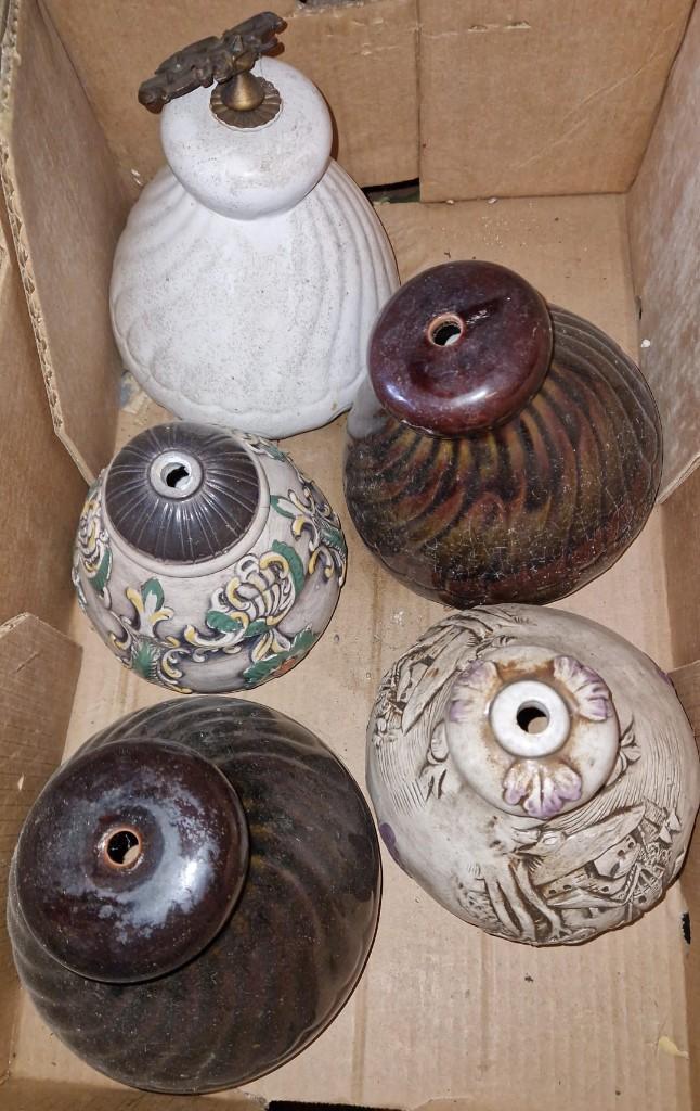 5 keramische potjes, onderdeel van een olielamp, Antiek en Kunst, Antiek | Keramiek en Aardewerk, Ophalen of Verzenden