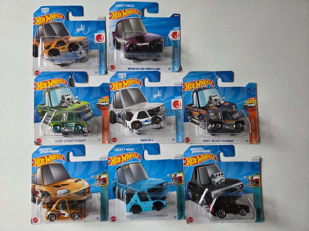 Hot Wheels 8 x Tooned, Auto, Unknown, Nieuw, Ophalen of Verzenden