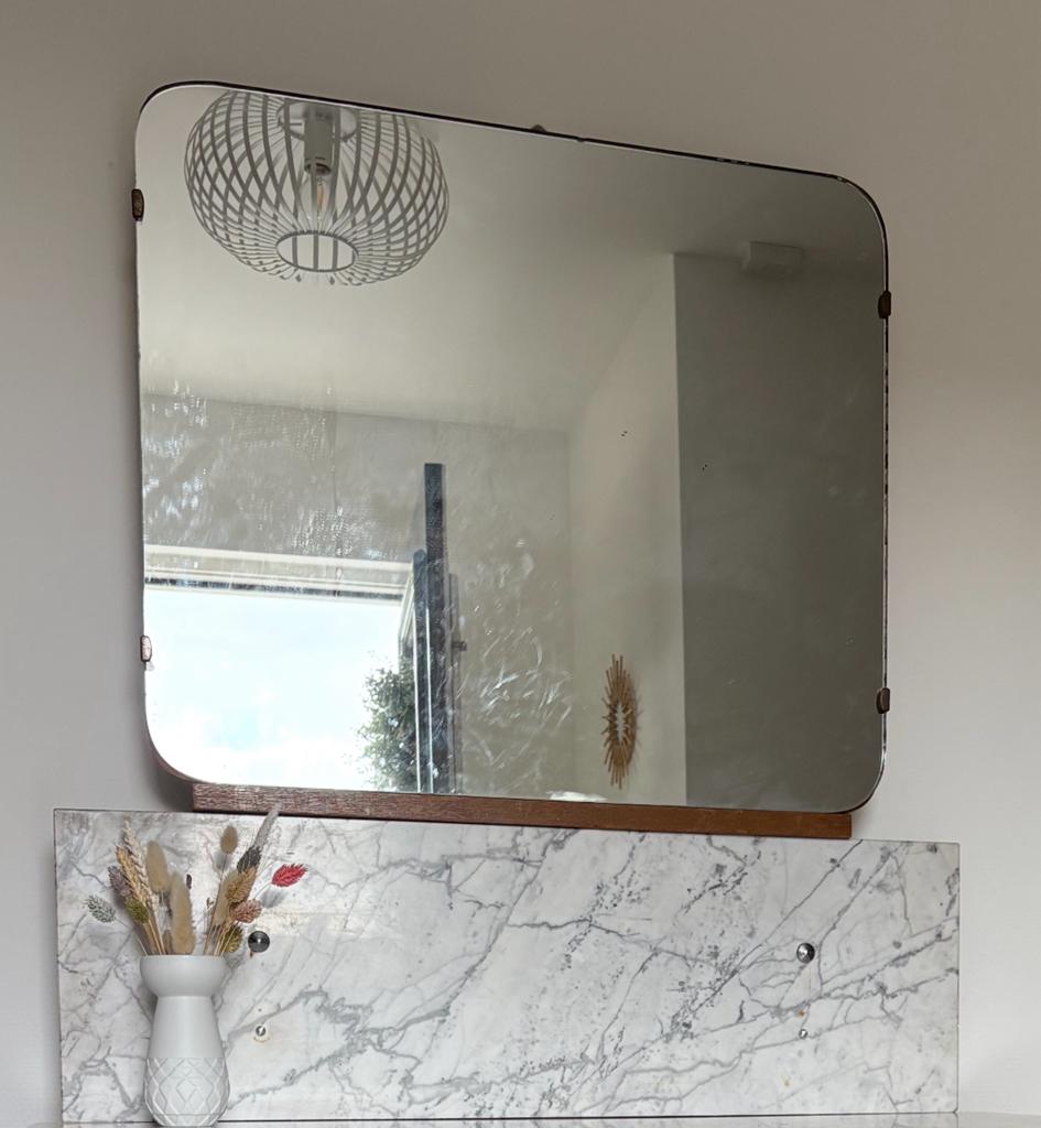 Vintage/antiek spiegel met marmer, Huis en Inrichting, Woonaccessoires | Spiegels, Ophalen, Gebruikt