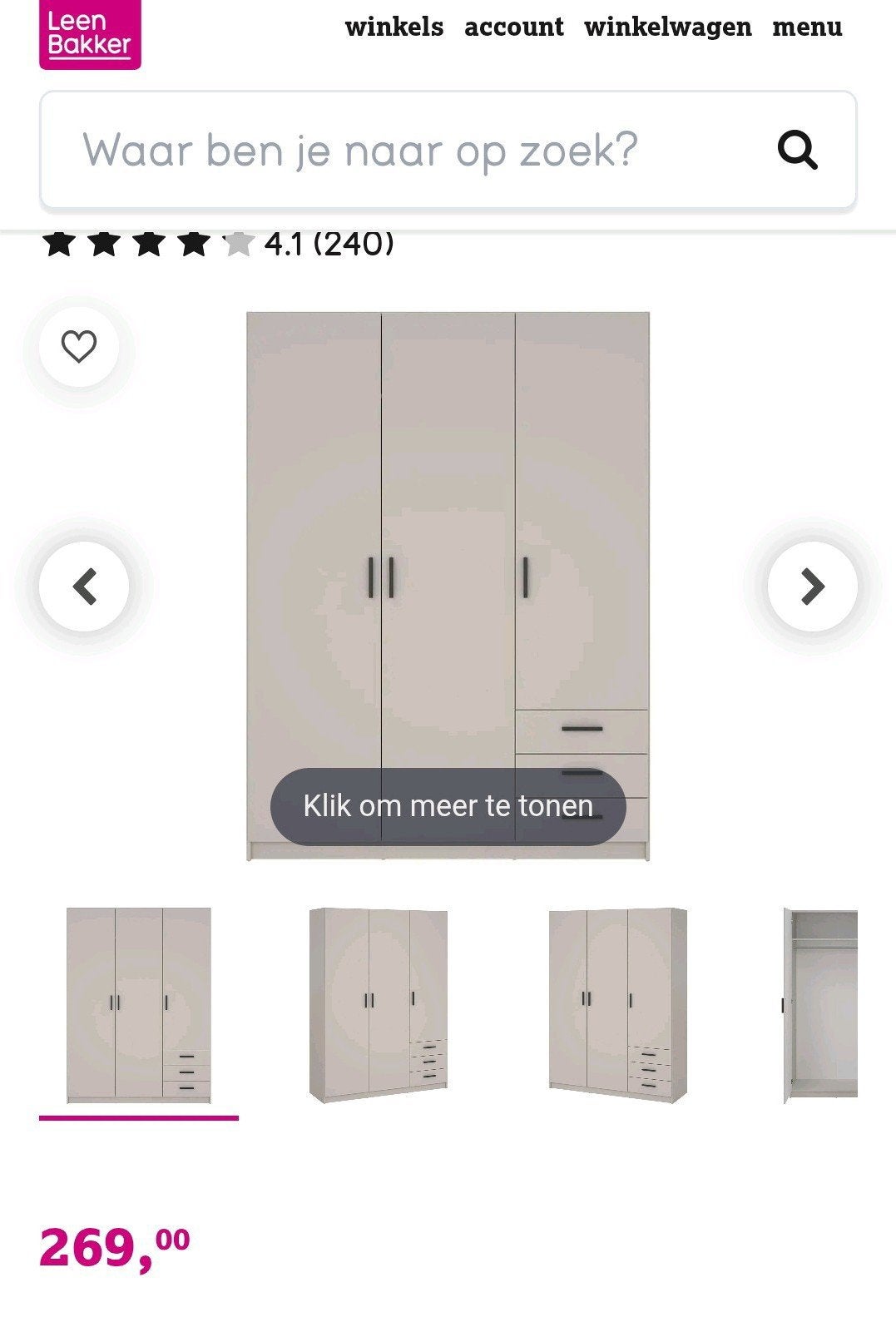 kledingkast, Huis en Inrichting, Kasten | Kledingkasten, Ophalen, Gebruikt, 50 tot 75 cm, 150 tot 200 cm