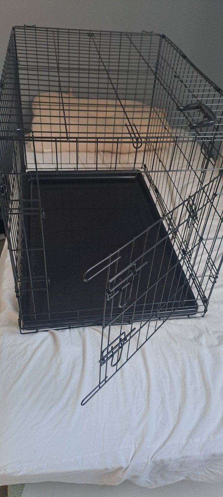 Hondenbench 2-Deurs Zwart – 92 x 57 x 64 incl hoes en matras, Ophalen, Zo goed als nieuw