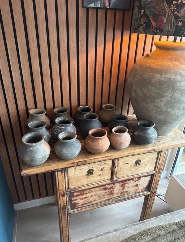 Oude Indiase tuimelpotjes - Decoratieve aardewerk potten, -, -, Nieuw, Ophalen of Verzenden