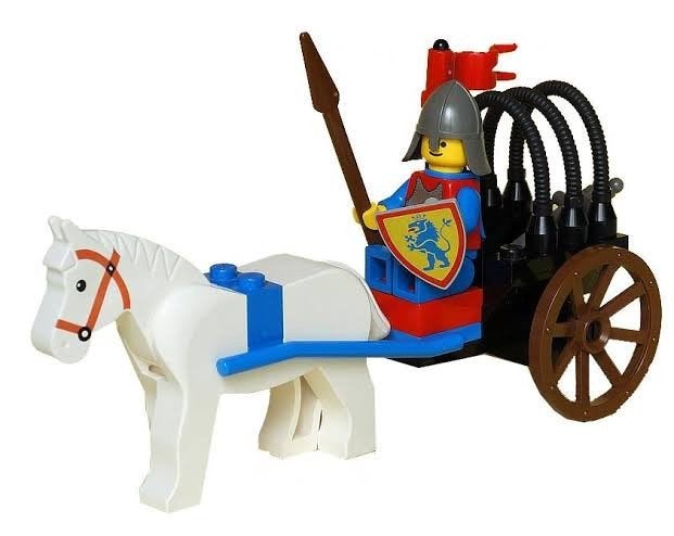 LEGO Legoland 6016 Ridder met Strijdwagen en Paard, Gebruikt, Lego, Ophalen of Verzenden, Inclusief instructies