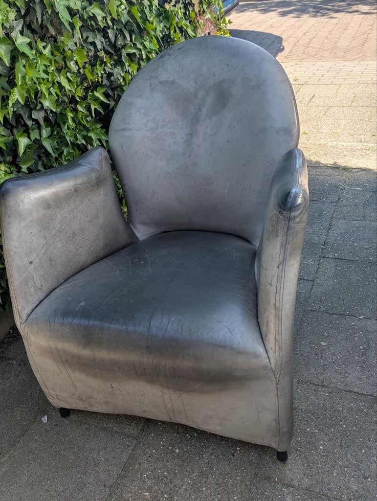 Mooie zwart leren stoel, Ophalen, Gebruikt, Zwart, Eén