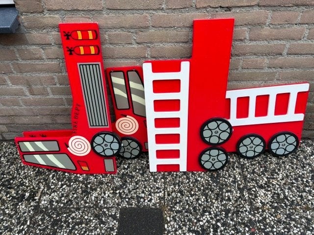 kinderbed brandweer, Kinderen en Baby's, Kinderkamer | Bedden, Ophalen, Gebruikt, 70 tot 85 cm, 140 tot 160 cm