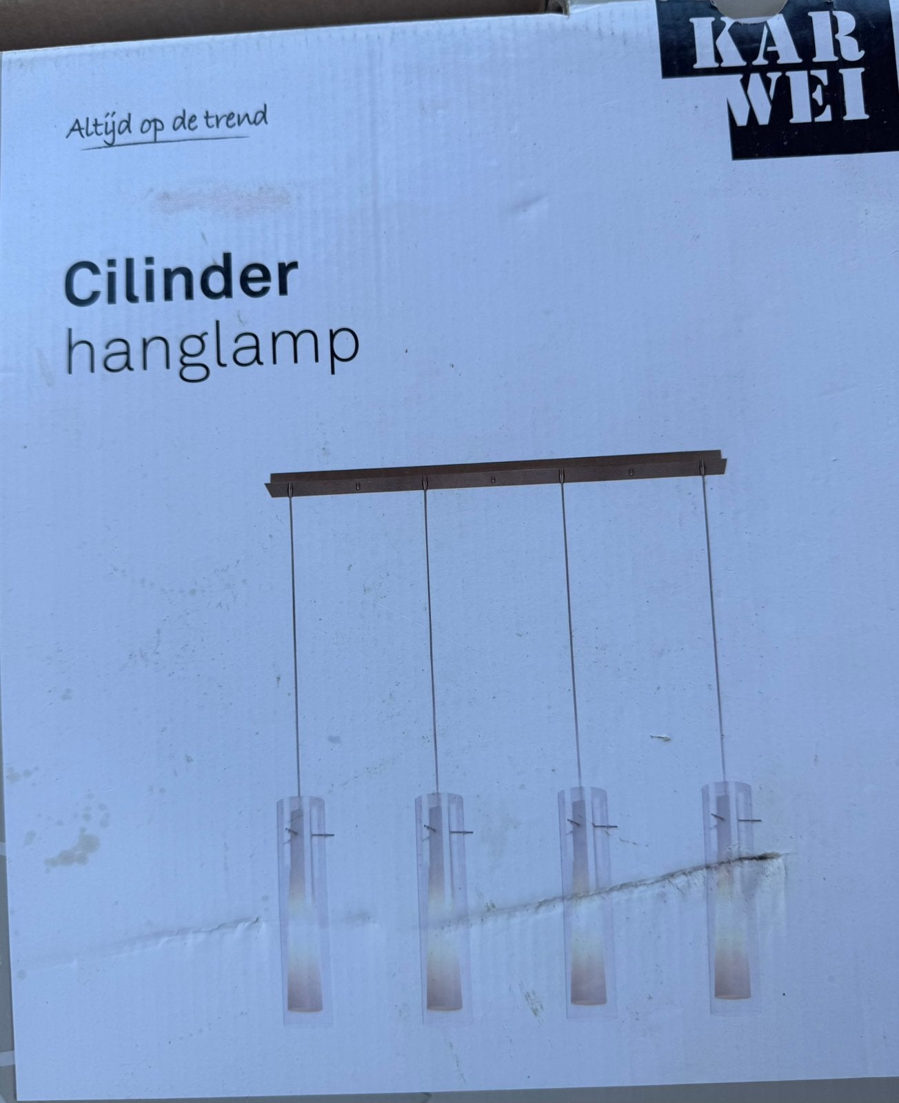 Cilinder 4 lichts hanglamp 100cm NIEUW, Huis en Inrichting, Lampen | Hanglampen, Ophalen, Nieuw, Eigentijds, Metaal