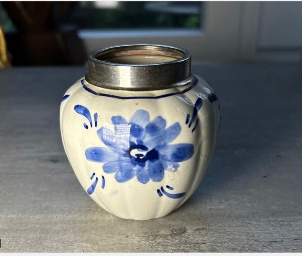 Vintage Delfts Blauw vaasje, lepelvaasje 8 cm hoog, Ophalen of Verzenden