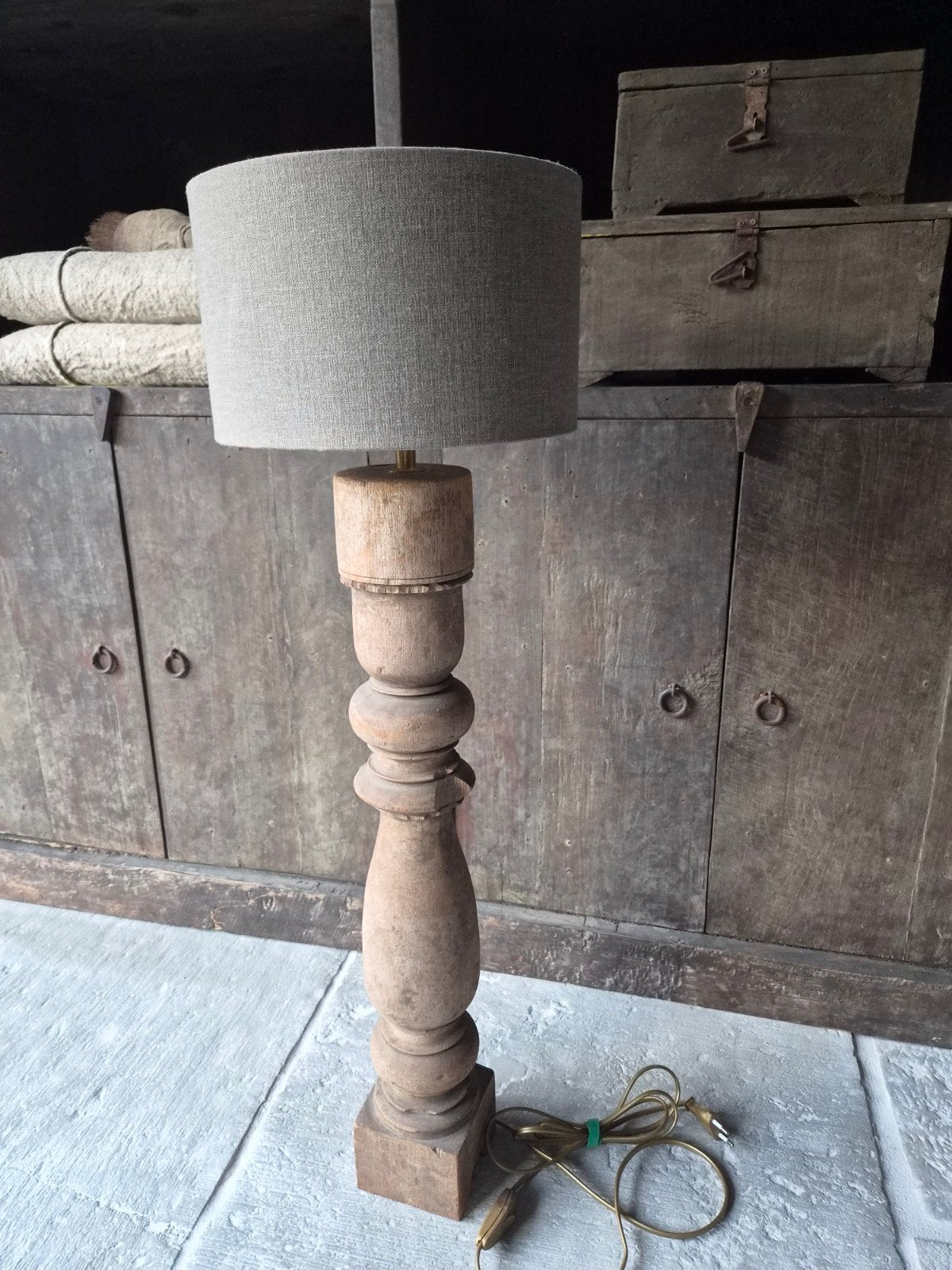 Mooie baluster Lamp met kap Aura Peeperkorn!!, Ophalen, Sober landelijk, Zo goed als nieuw, Minder dan 100 cm