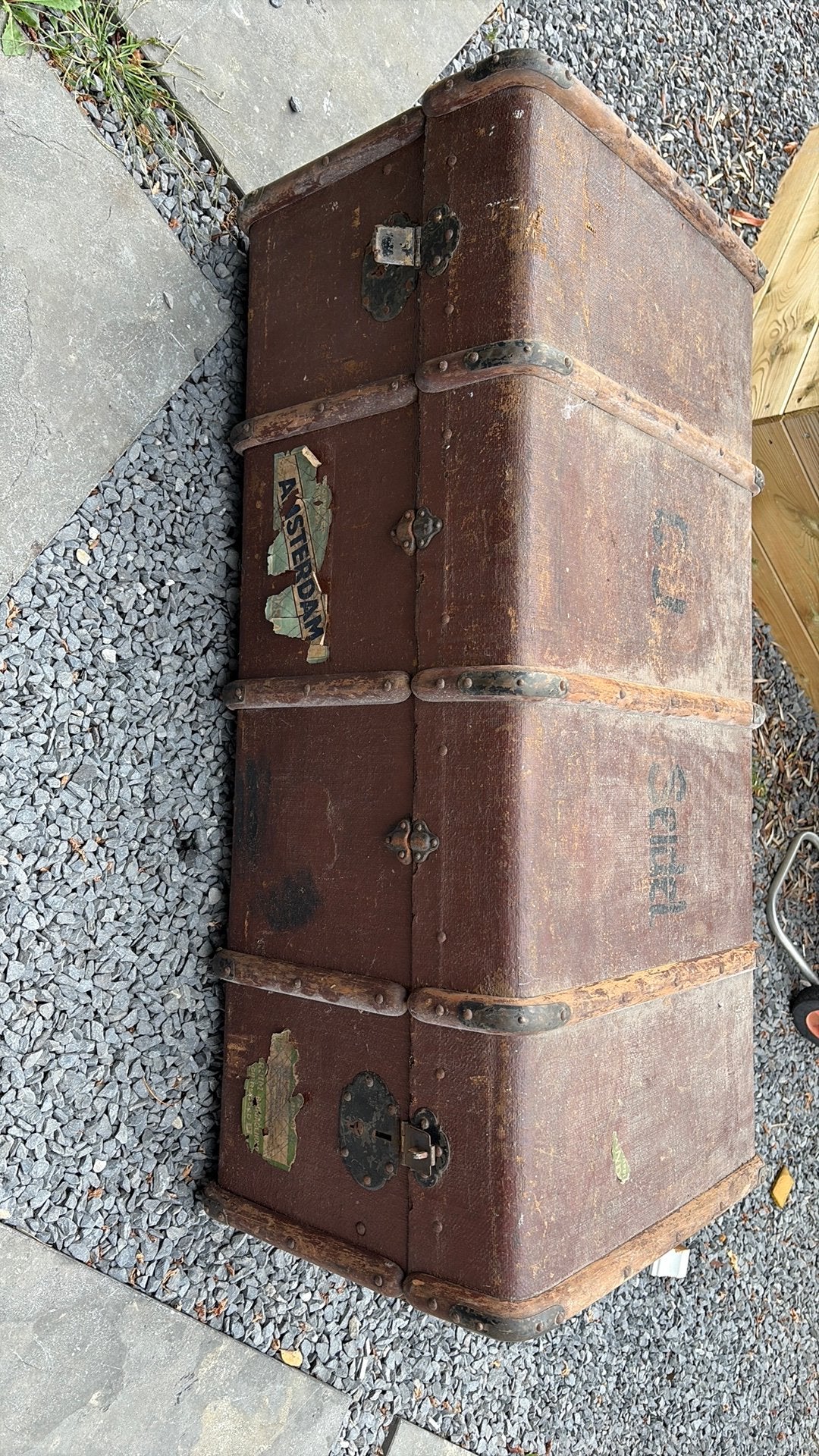 Nostalgische reiskist uit vroegere tijden - cruise reizen, Ophalen, Overige materialen, Gebruikt, 100 tot 150 cm