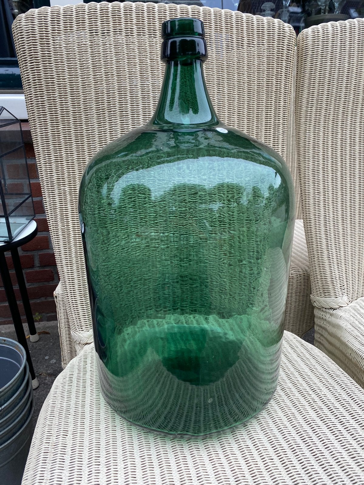 Mooie Groene Gistfles, Fles, Groen Glas, Vaas, Brocante, Ophalen, Groen, Glas