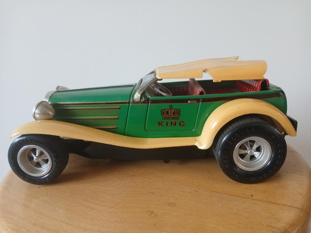 vintage tinnen Taiyo auto, King model uit Japan., Ophalen of Verzenden, Gebruikt, Auto