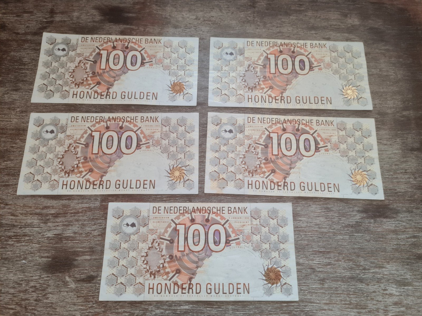 Set 5x 100 gulden, Ophalen of Verzenden, 100 gulden