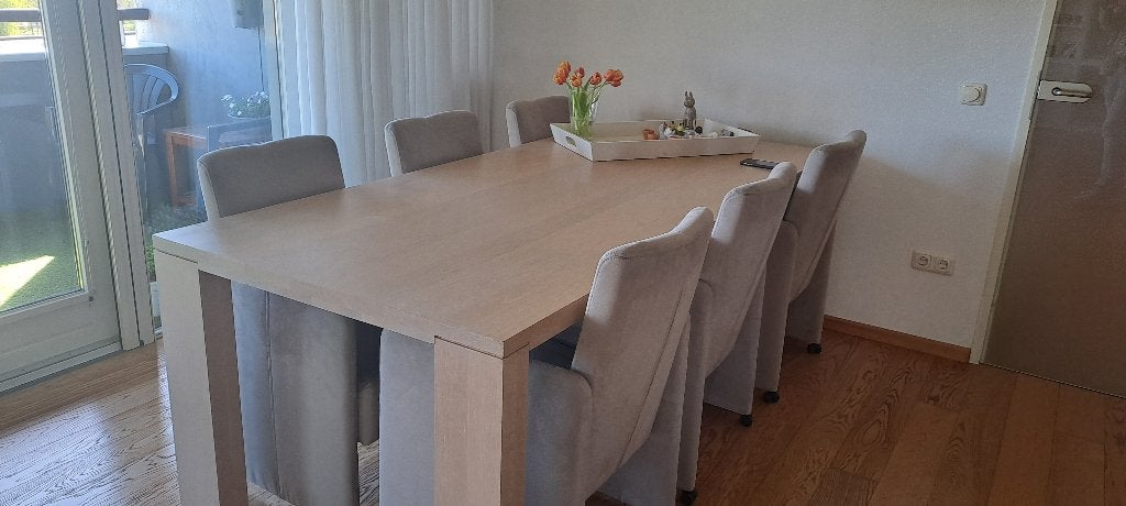 "Bert Plantagie" Eetkamertafel met 6 stoelen en salontafel, Ophalen, Gebruikt, 4 tot 6 stoelen