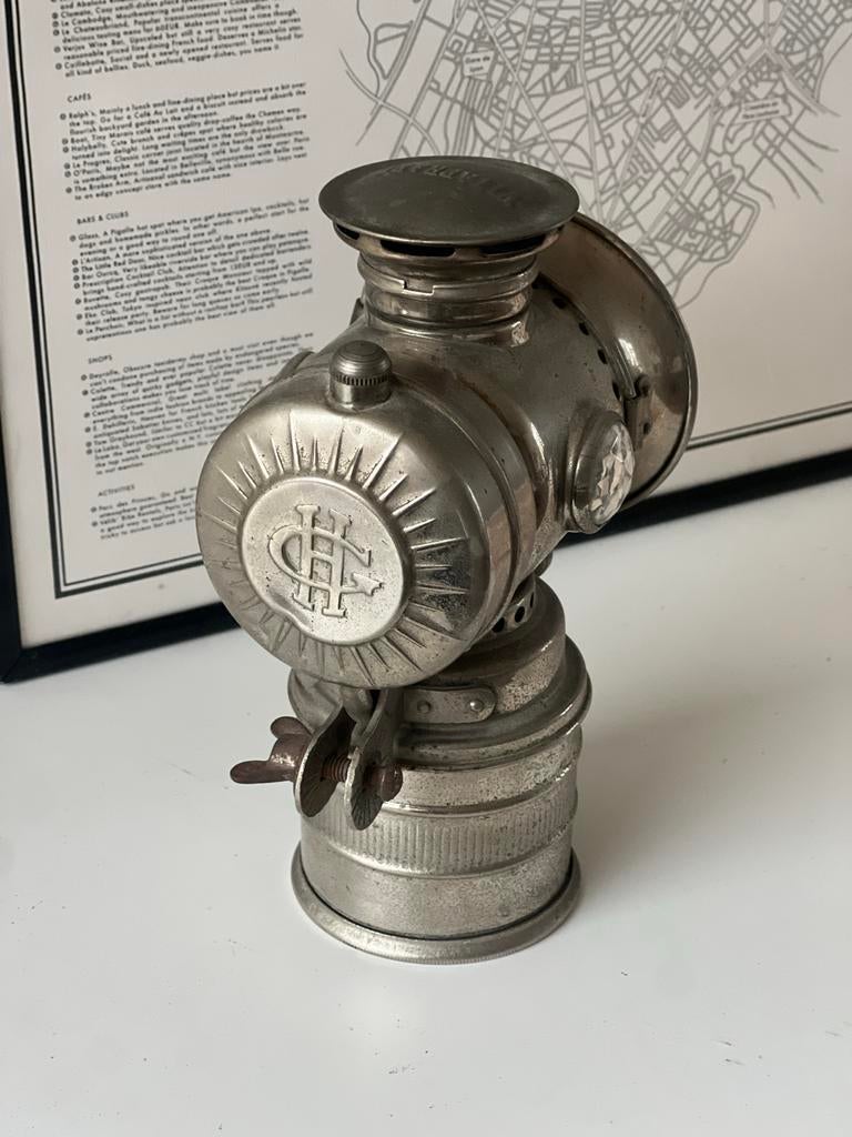 Antieke carbid fietslamp VULAPHARE - mijnlamp / decoratie, Ophalen