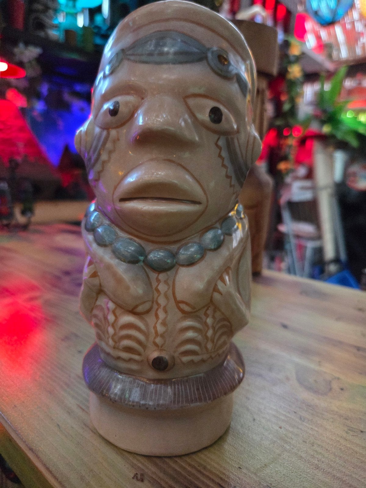 Vintage Tiki Mug-Nativo Con Collar,tiki beker,cocktail beker, Ophalen of Verzenden, Zo goed als nieuw, Steen/keramiek