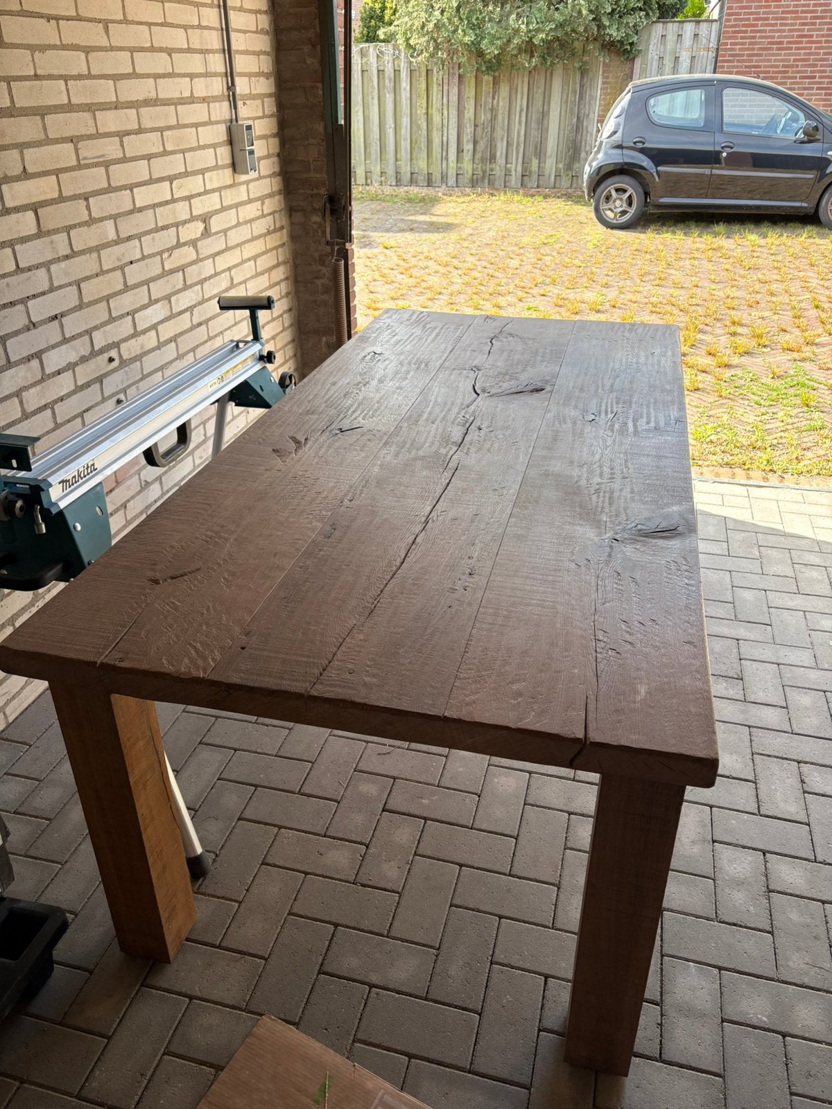 Eettafel 210 x 100 eiken, Huis en Inrichting, Tafels | Eettafels, Ophalen, Eikenhout, 200 cm of meer, 50 tot 100 cm