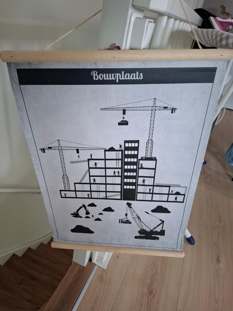 Poster kinderkamer - bouw werktuigen, Ophalen, Wanddecoratie