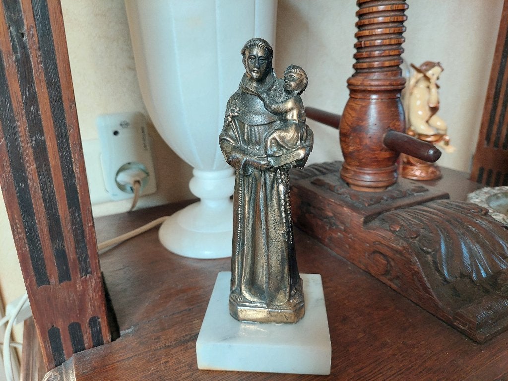 Heilige Antonius van Padua / Metaal /  Totaal 18,7 cm., Ophalen of Verzenden