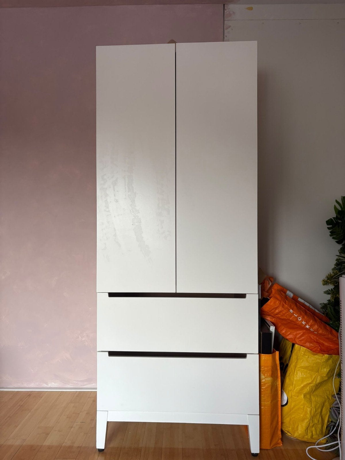 Witte kledingkast met 2 lades, Ophalen, Gebruikt, 50 tot 100 cm, Met lade(s)
