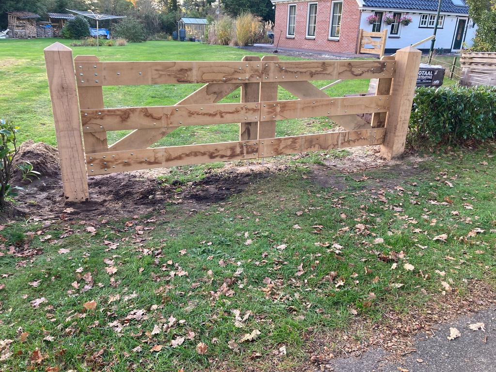 Houten poort Boerenlandhek tuinhek erfscheiding oprit, Tuin en Terras, Tuinhekken en Hekwerk, Met poort, Gerard Krale, Nieuw, Ophalen of Verzenden